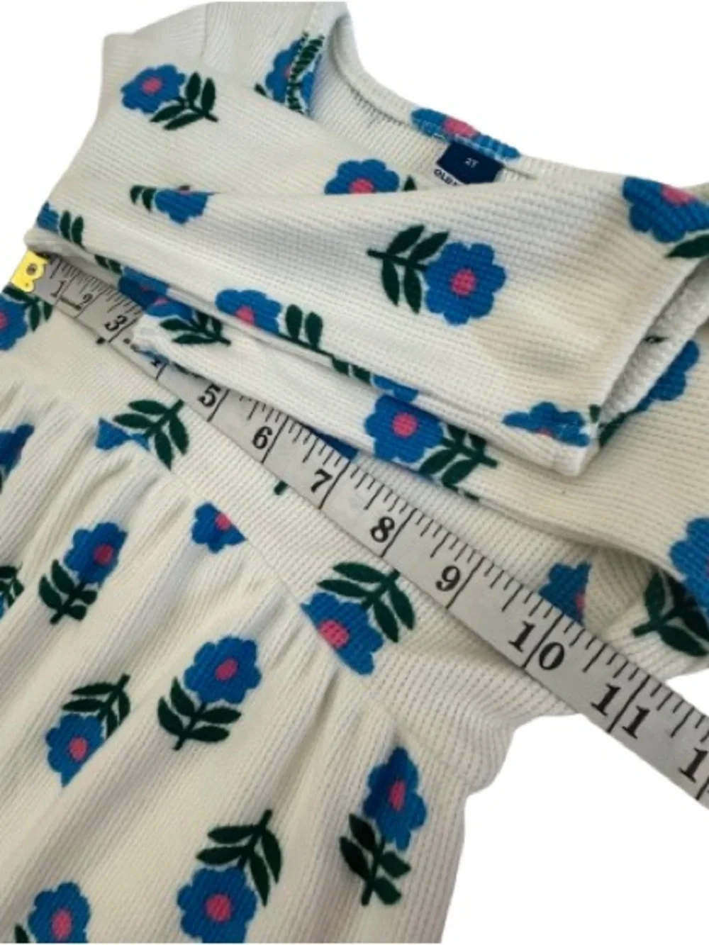 NWOT Old Navy Girl' 2T White with Blue Floral Print Long Sleeves Pull Over Dress